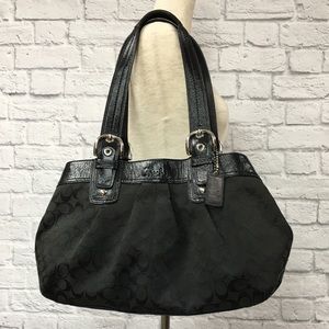 Coach cloth shoulder bag, black, 18x11x4.5
